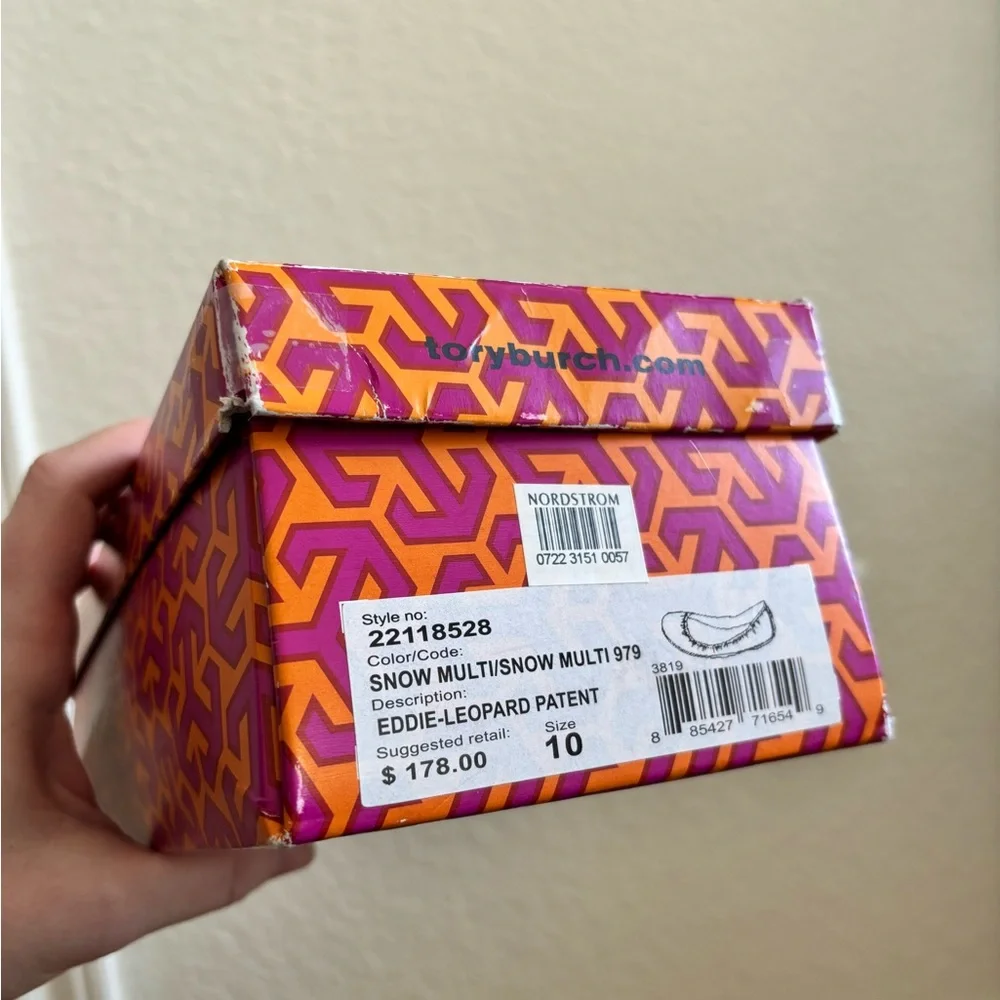 Tory Burch Eddie Leopard Patent Flats in Snow Multi - Picture 5 of 5